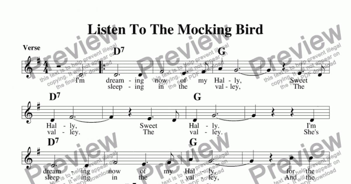 Listen To The Mocking Bird Download Sheet Music Pdf File 