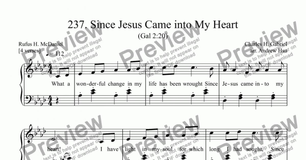 Since Jesus Came Into My Heart Easy Piano 237 Sheet Music Pdf File