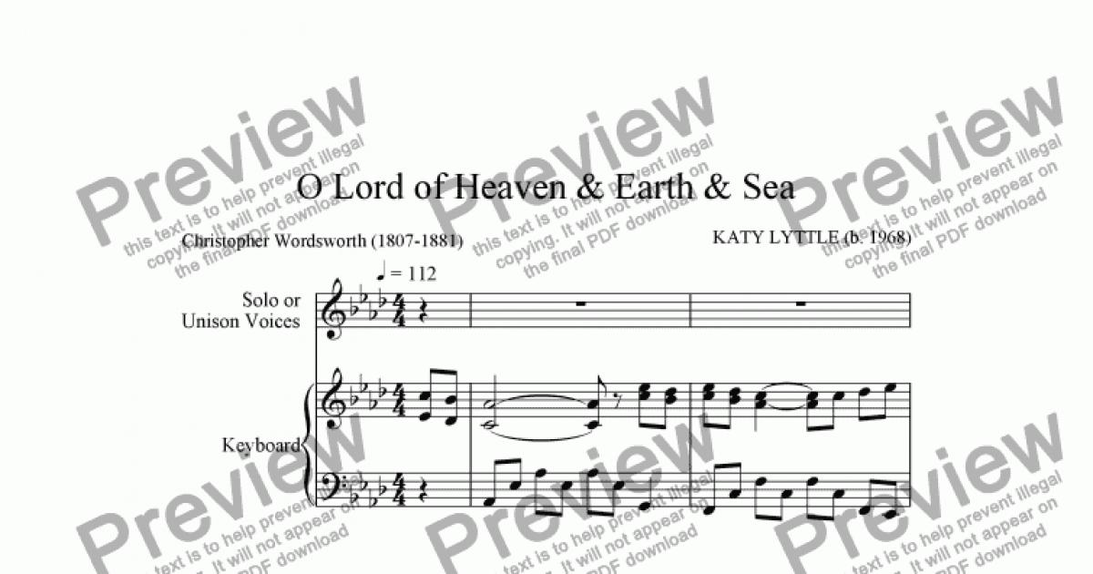 O Lord Of Heaven And Earth And Sea Download Sheet Music Pdf File