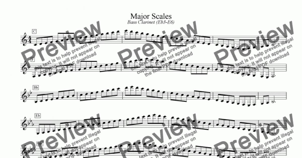 Major Minor Scales Bass Clarinet Eb3 E6 Download Sheet Music Pdf