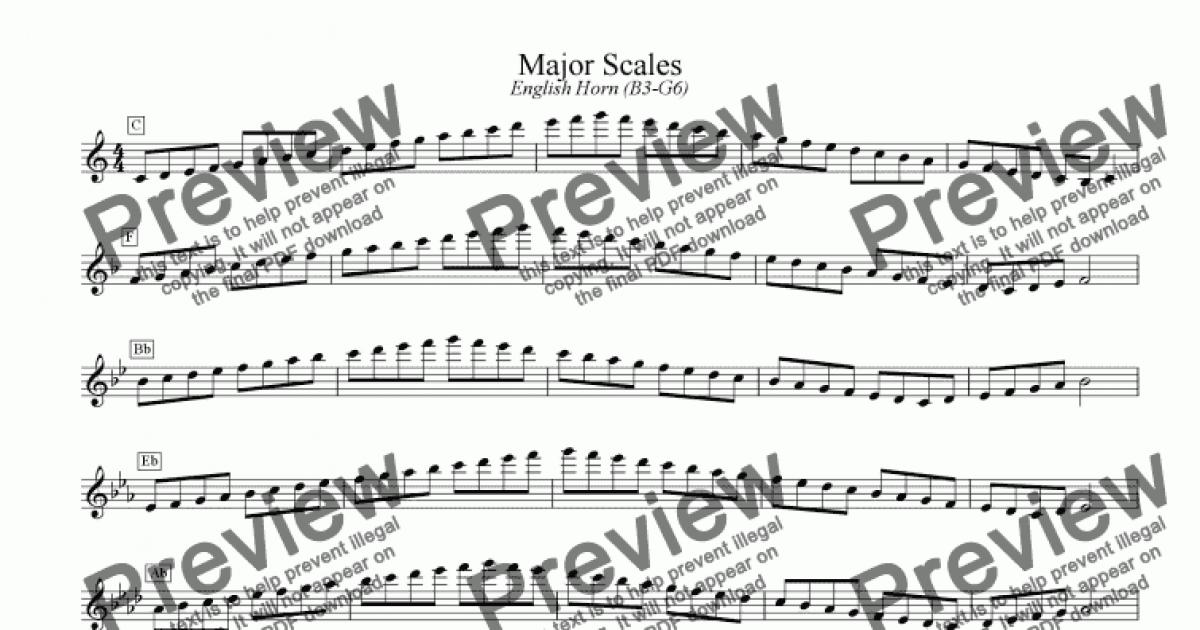 Major/Minor Scales English Horn (B3G6) Download Sheet Music PDF