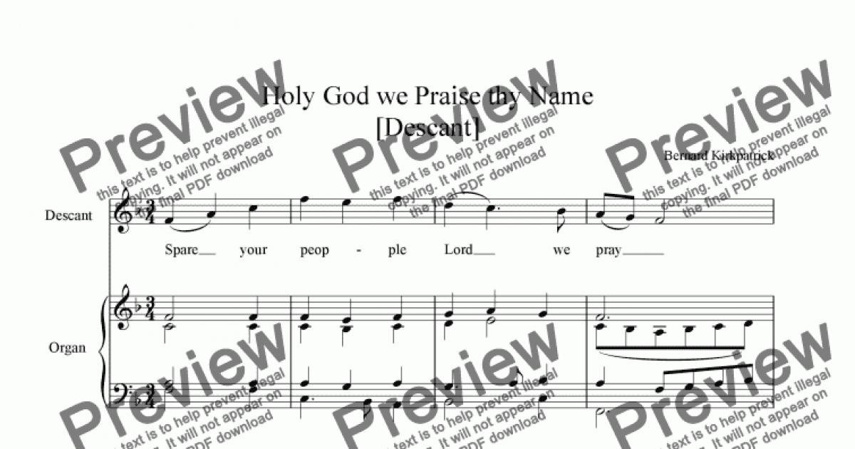 Holy God We Praise Thy Name Descant And Alt Harmony Sheet Music Pdf