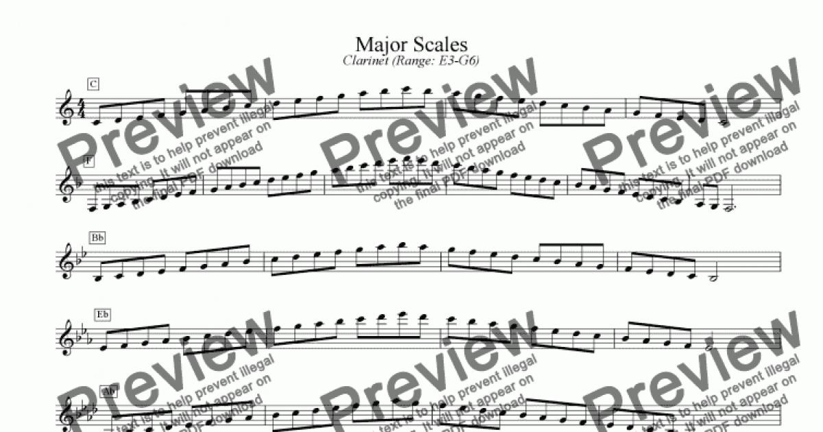 Clarinet Scales Complete Octaves Major Natural Minor Scales Only