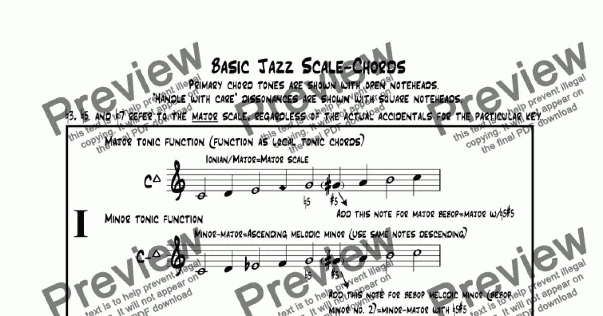 Basic Jazz Chord-Scales Reference Chart Handout - Sheet Music PDF file