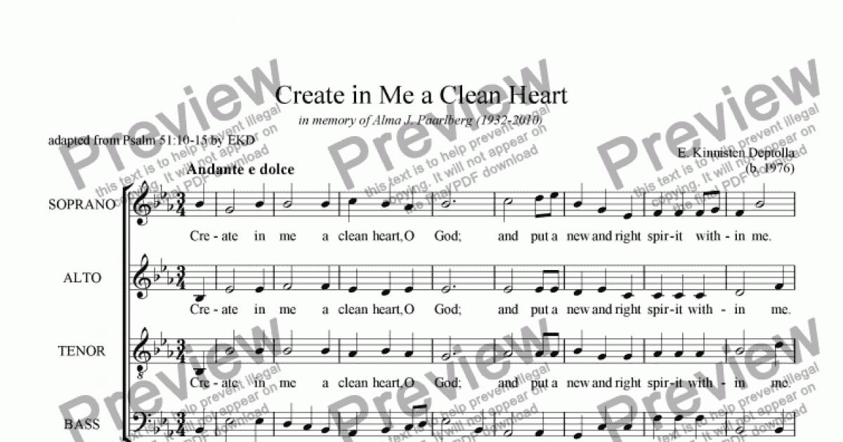 Create In Me A Clean Heart Download Sheet Music Pdf File