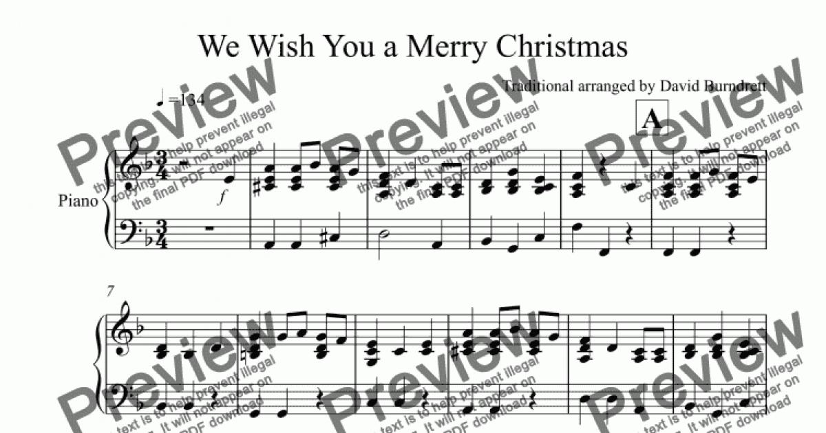 We Wish You a Merry Christmas for Piano Solo - Sheet Music PDF file