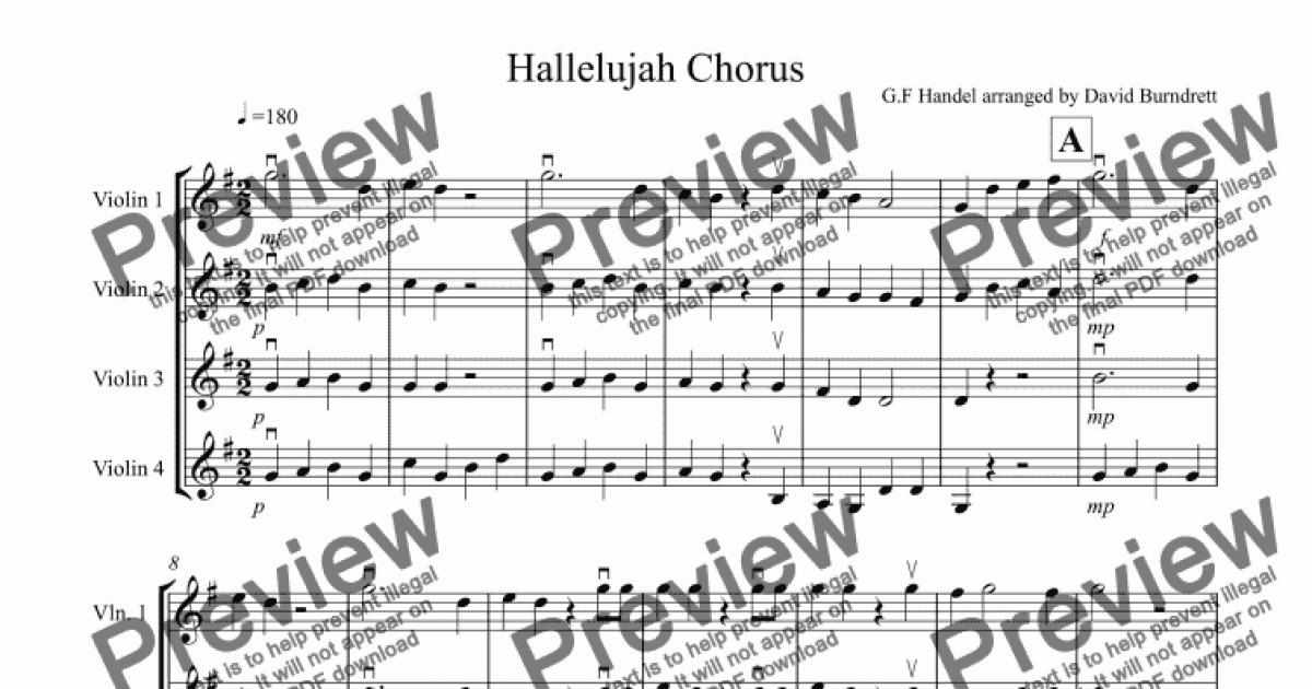 Hallelujah Chorus for Violin Quartet Download Sheet Music PDF file