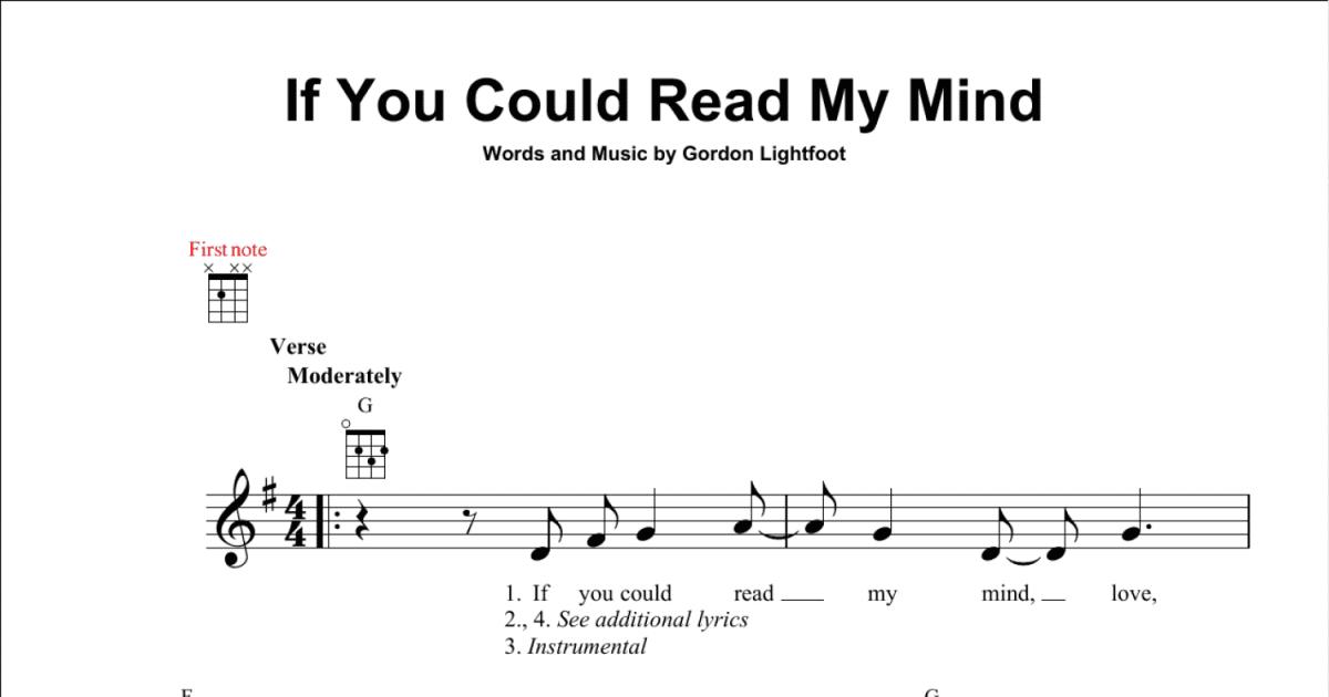 If You Could Read My Mind Ukulele Print Sheet Music Now 