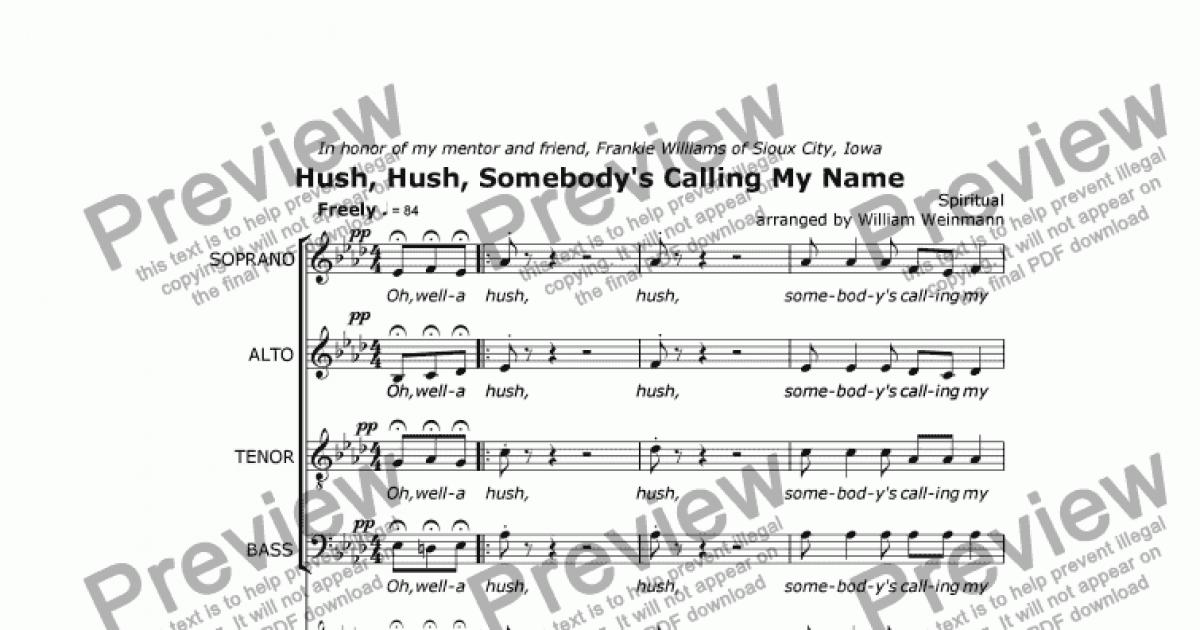 Hush Hush Somebody S Calling My Name Download Sheet Music Pdf File score exchange