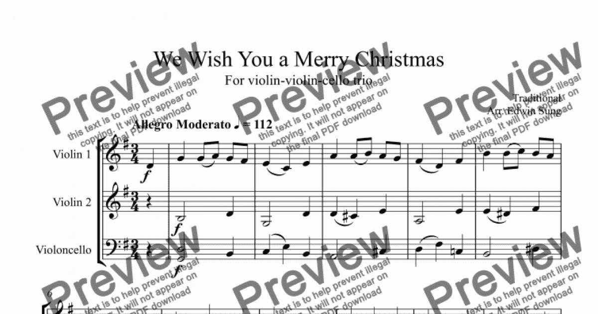 We Wish You a Merry Christmas for violin-violin-cello trio - Buy PDF