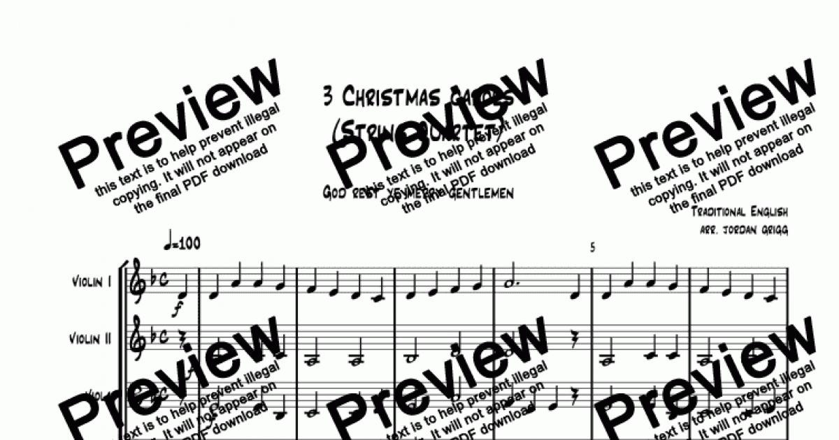 3 Christmas Carols (String Quartet) - Score and parts - Sheet Music