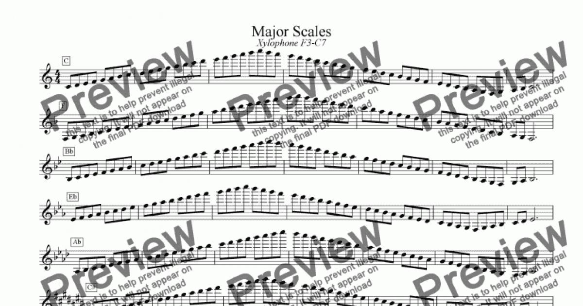 Xylophone Scales Entire Range Major Scales Only Sheet Music Pdf