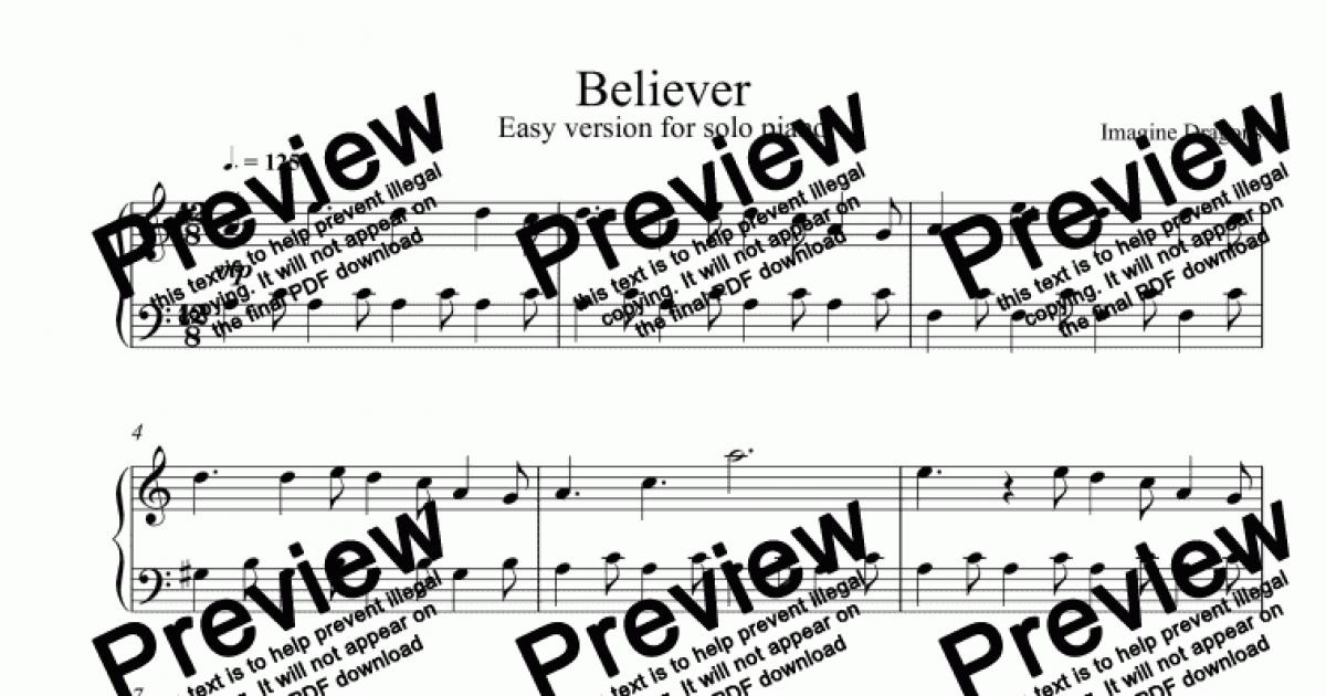 BELIEVER Easy version for solo piano Download Sheet Music PDF file