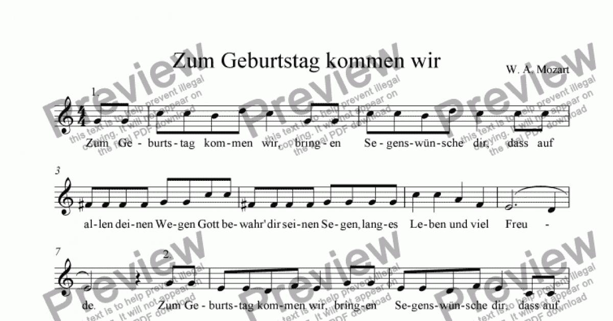 Zum Geburtstag kommen wir - Download Sheet Music PDF file