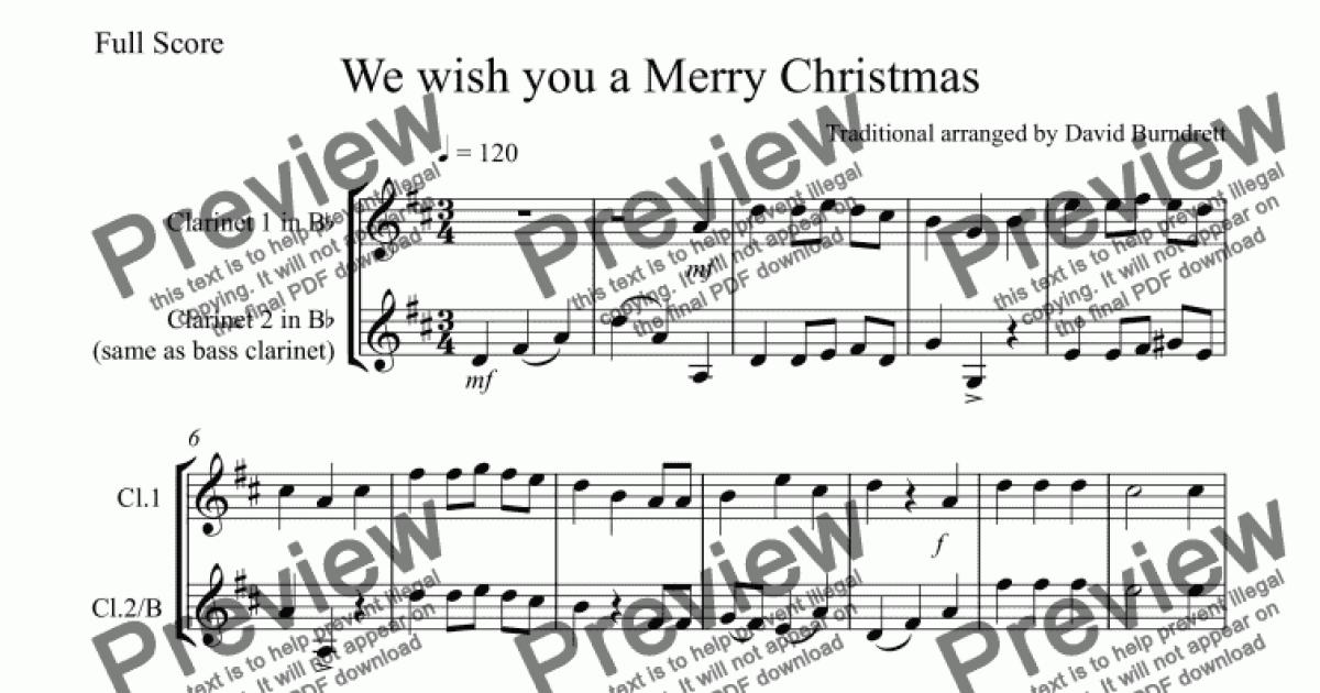 We wish you a Merry Christmas for Clarinet in Bb Duet - Sheet Music