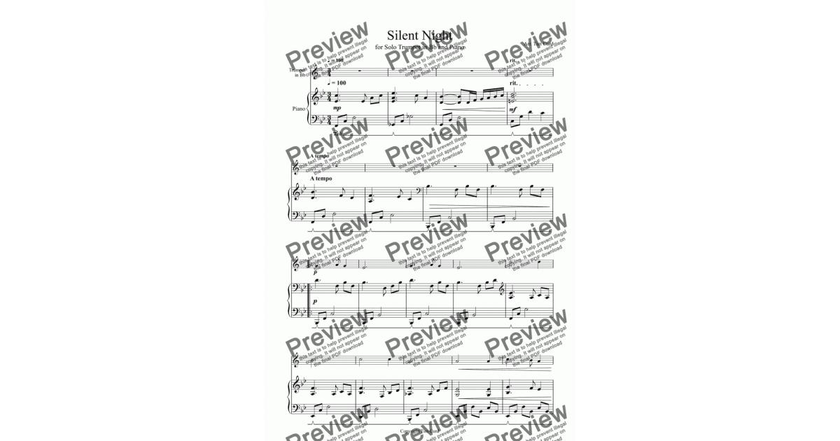 Silent Night for Solo Trumpet in Bb and Piano - Sheet Music PDF file