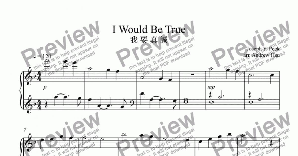 I Would Be True - Piano Solo - Download Sheet Music PDF file