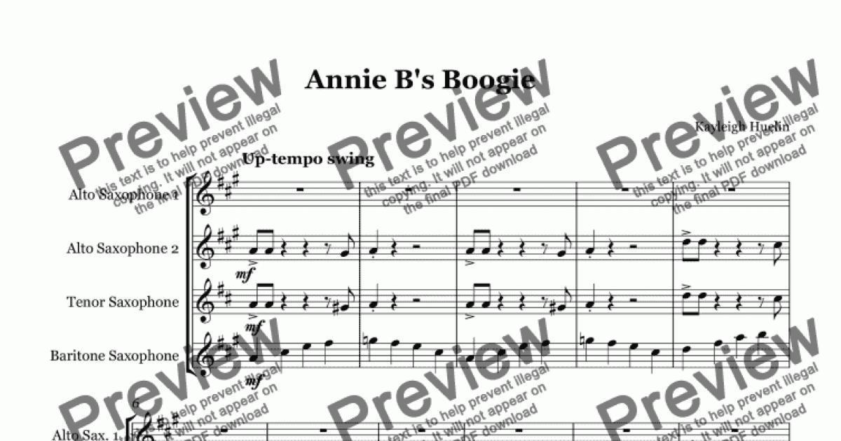 Annie B's Boogie (AATB saxophone quartet) - Download Sheet ...