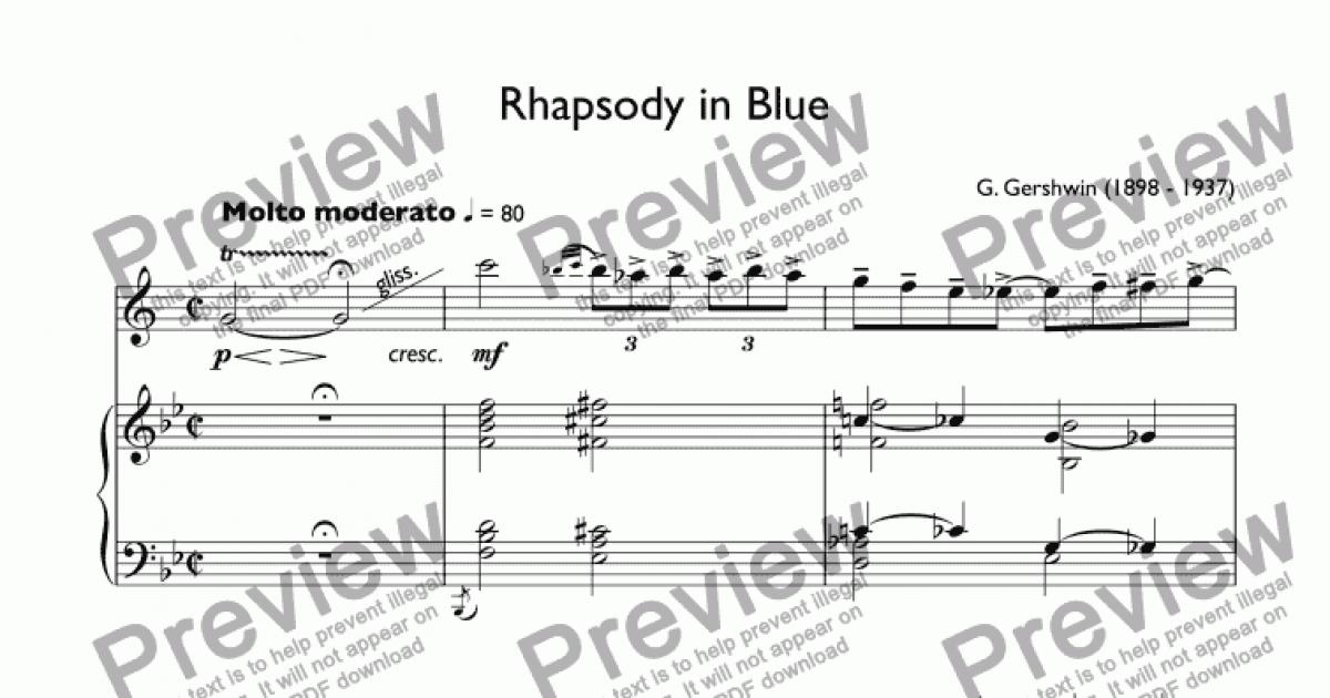 G. Gershwin - Rhapsody In Blue For Trumpet Bb & Piano - Sheet Music