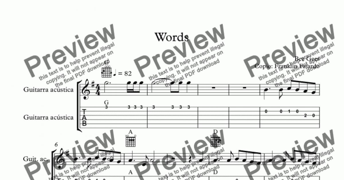 Words Download Sheet Music PDF File