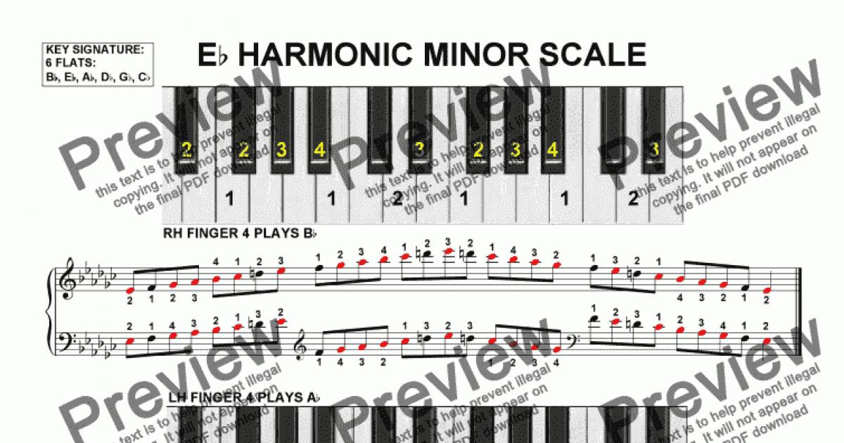 e flat harmonic minor scale