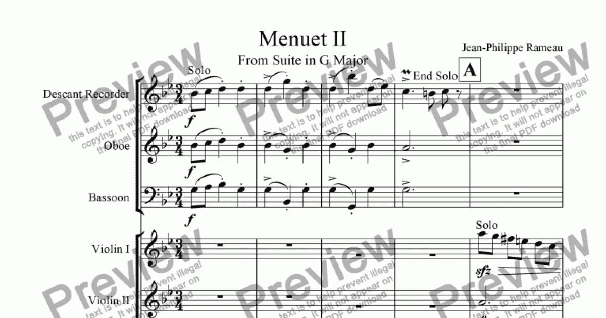 Menuet II - Download Sheet Music PDF file