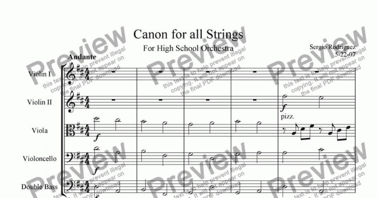 Canon In D; for All Strings by J. Pachel Bell - Sheet Music PDF file