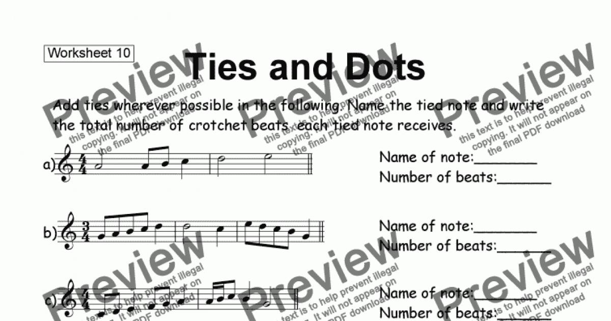 Worksheet 10 Ties And Dots Download Sheet Music Pdf File