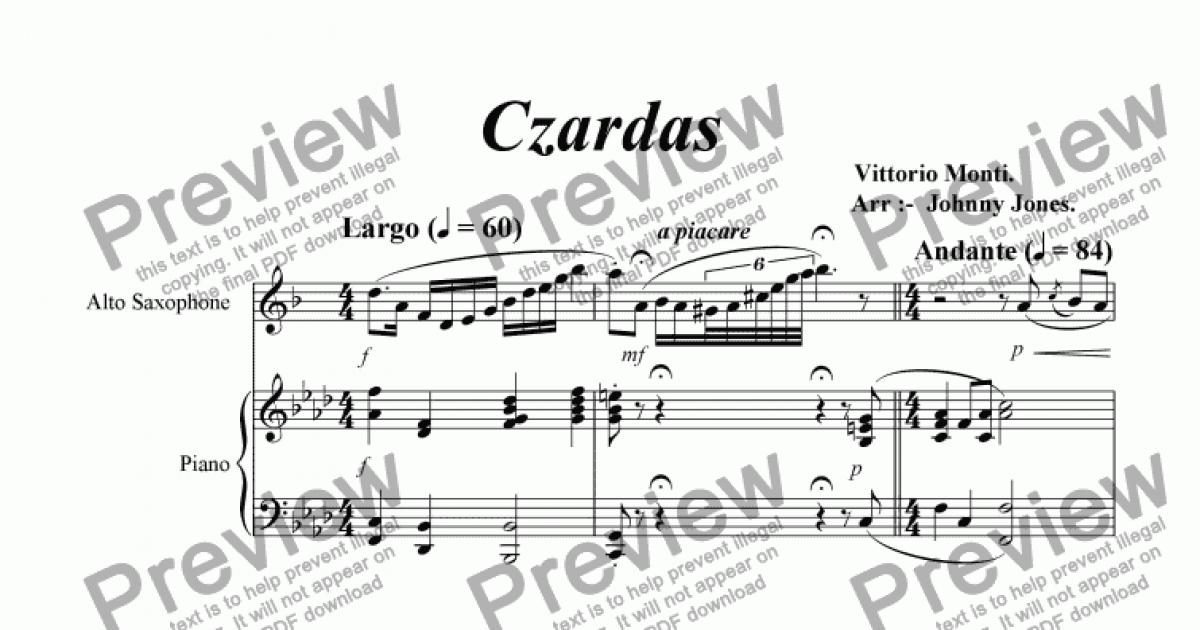 Czardas Alto Saxophone And Piano Download Sheet Music Pdf File