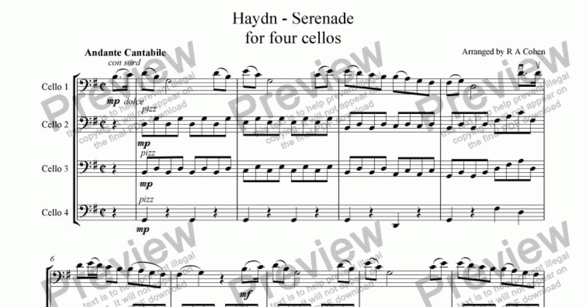 Haydn - SERENADE - for four cellos - Download Sheet Music PDF file