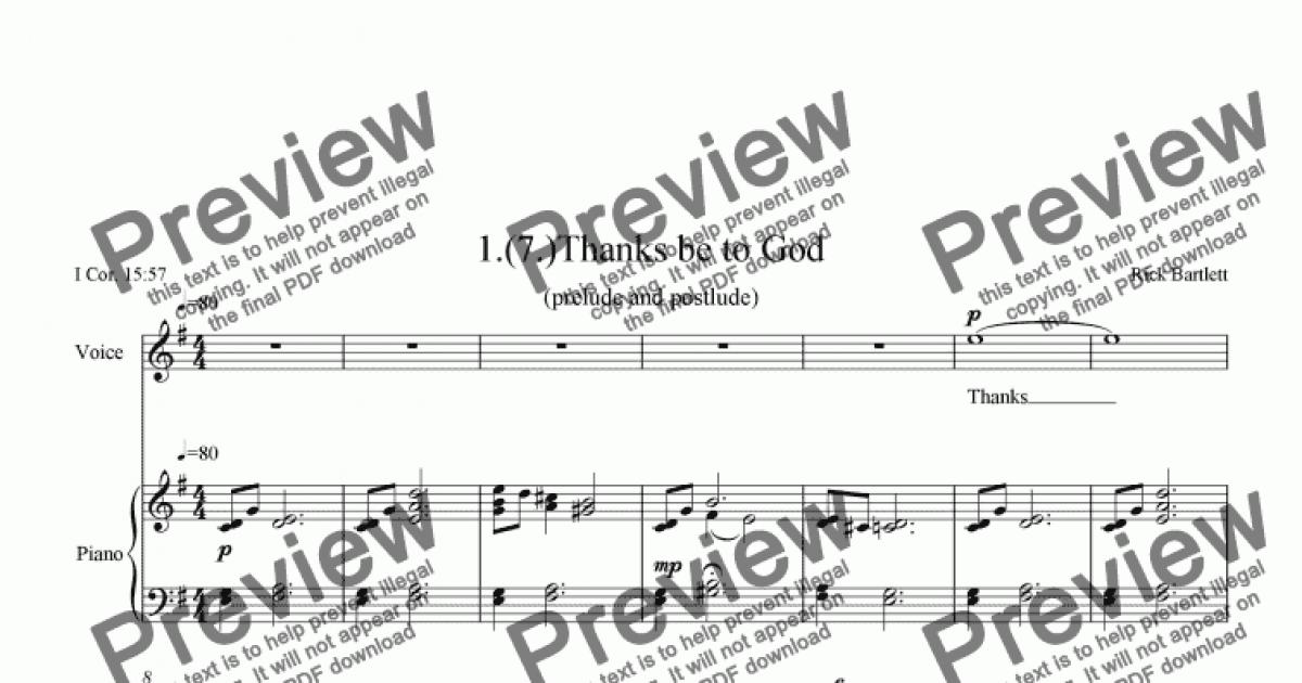 Thanks Be To God - Sop or Ten solo and piano - Sheet Music PDF file