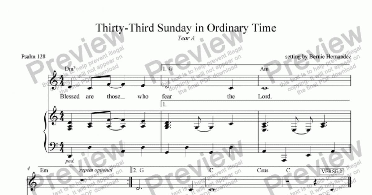 Responsorial Psalm - 33rd Sunday In Ordinary Time, Yr. A - Sheet Music