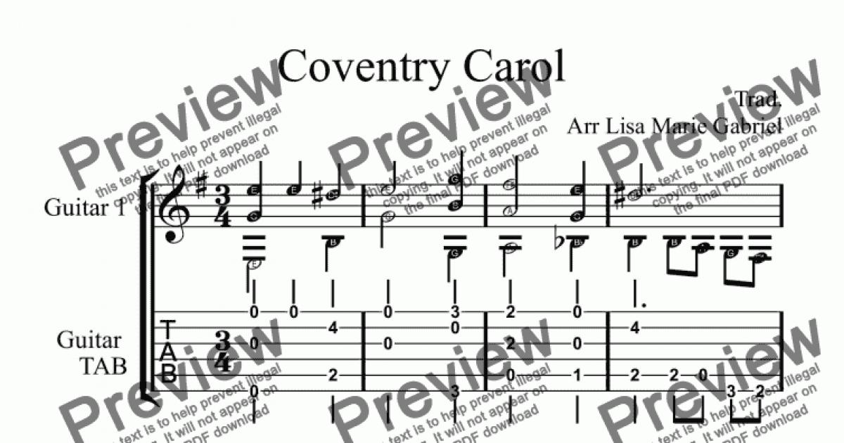 Coventry Carol - Easy Guitar Solo - Download Sheet Music PDF file