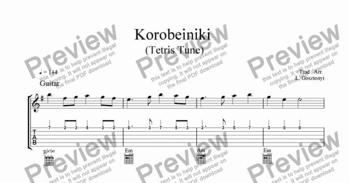 Korobeiniki (Tetris Tune) for Guitar Solo + TAB - Download PDF file