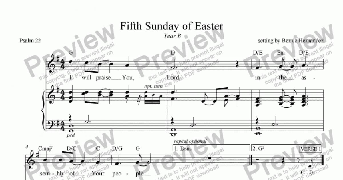 Responsorial Psalm - 5th Sunday Of Easter, Yr. B - Download PDF File