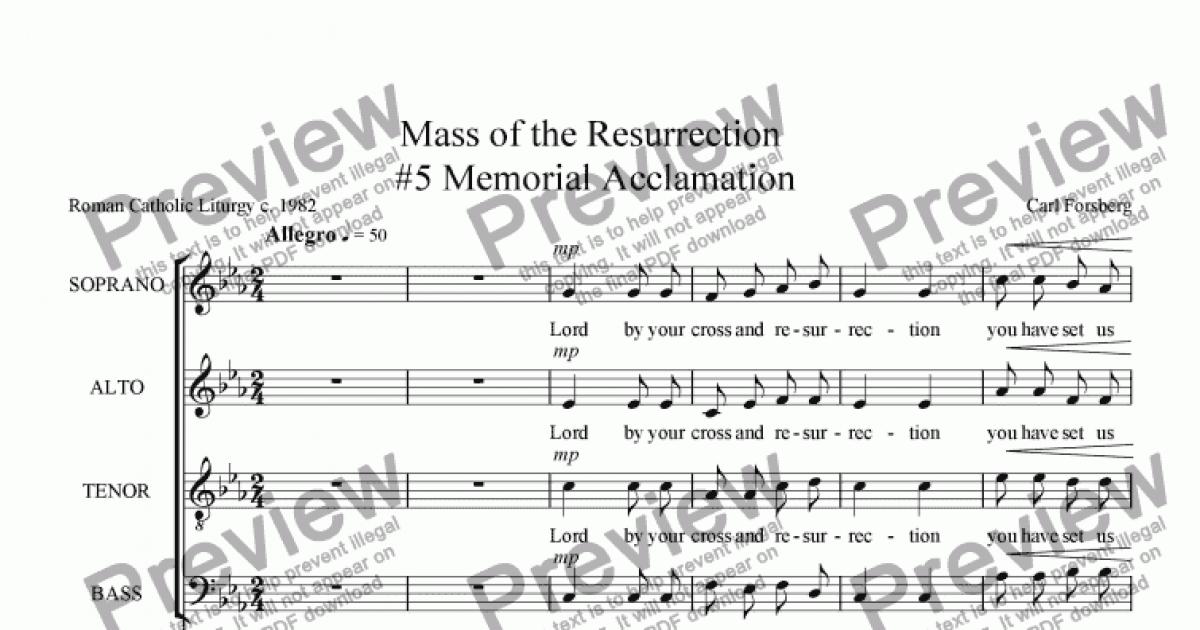 Mass Of The Resurrection 5 Memorial Acclamation 4 Sheet Music Pdf 6380