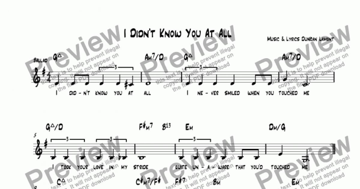 I Didn T Know You At All Vocal Download Sheet Music Pdf File