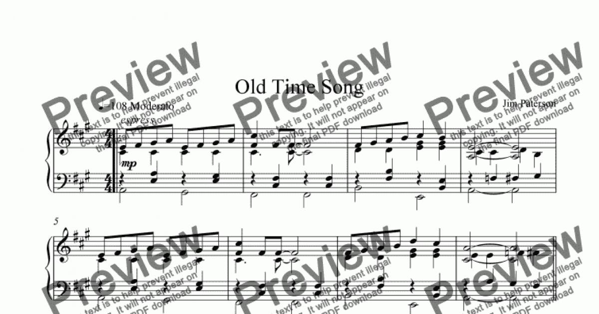 Old Time Song Download Sheet Music PDF file