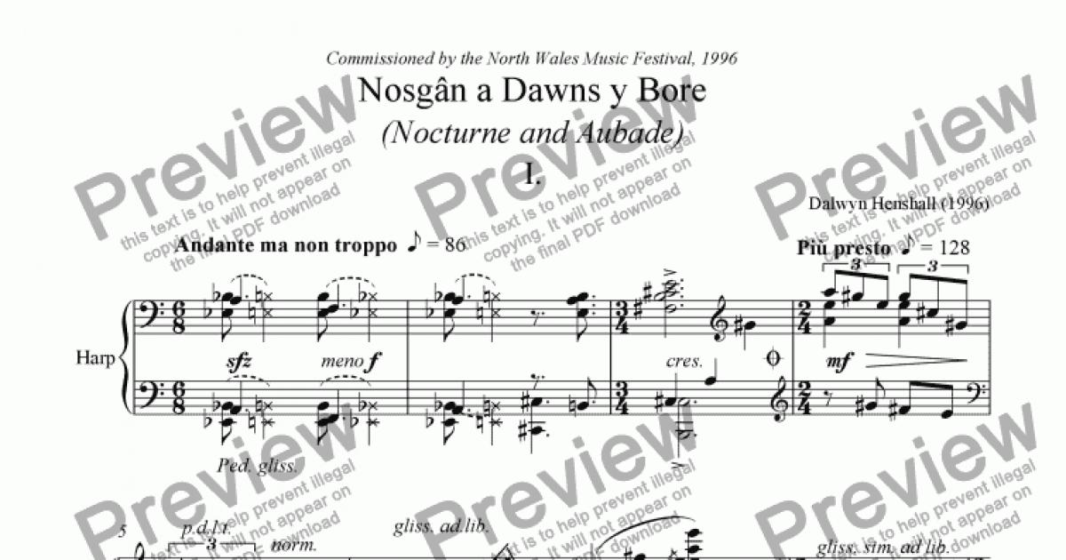 Nocturne Aubade harp mp3 Download Sheet Music PDF file