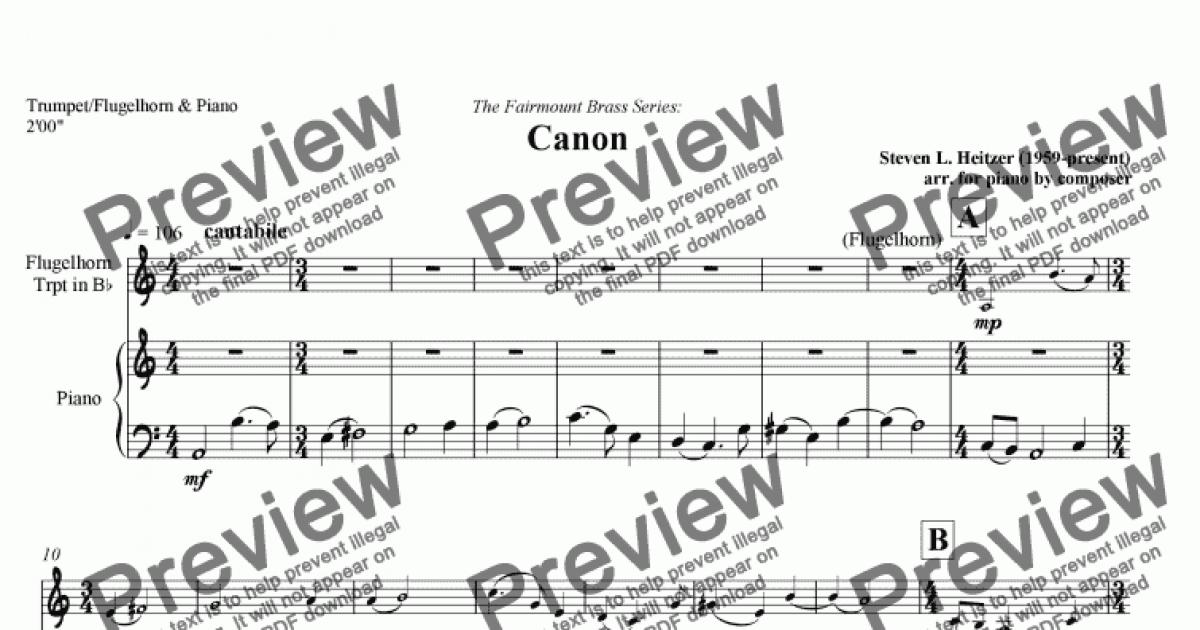 Canon - Flugelhorn/Trumpet & Piano - Download Sheet Music PDF file