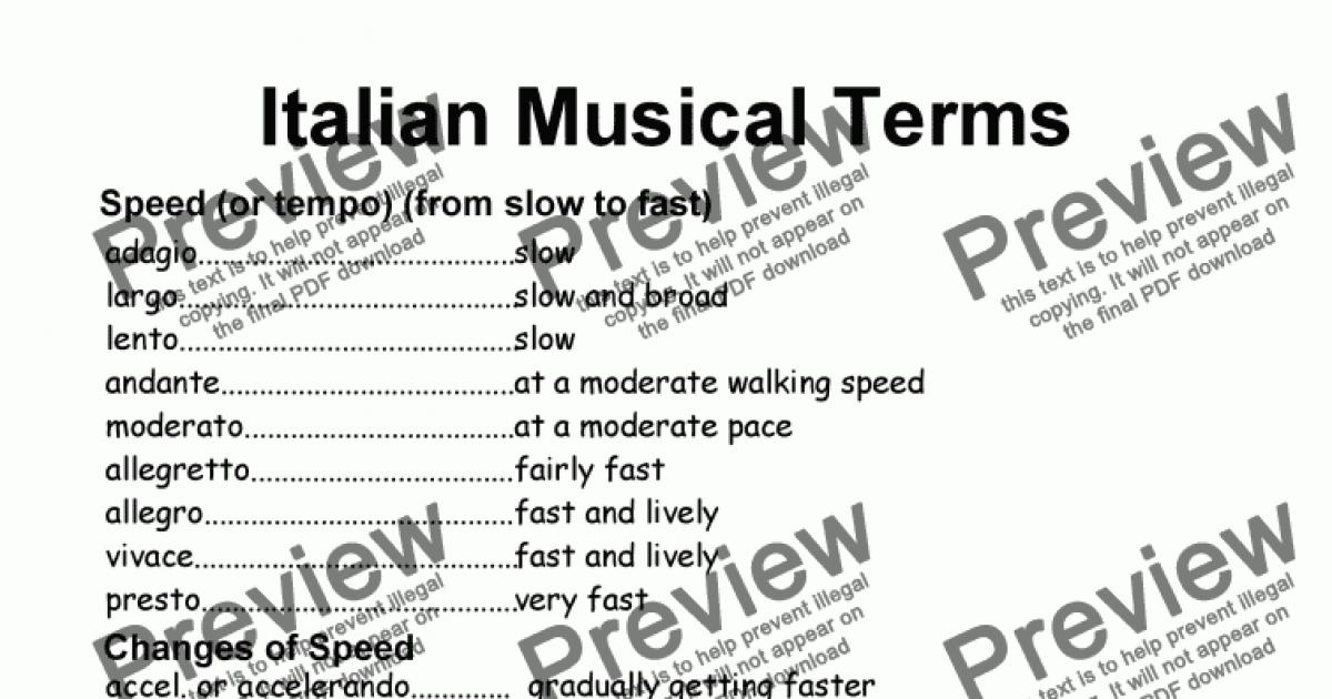 List Of Italian Musical Terms