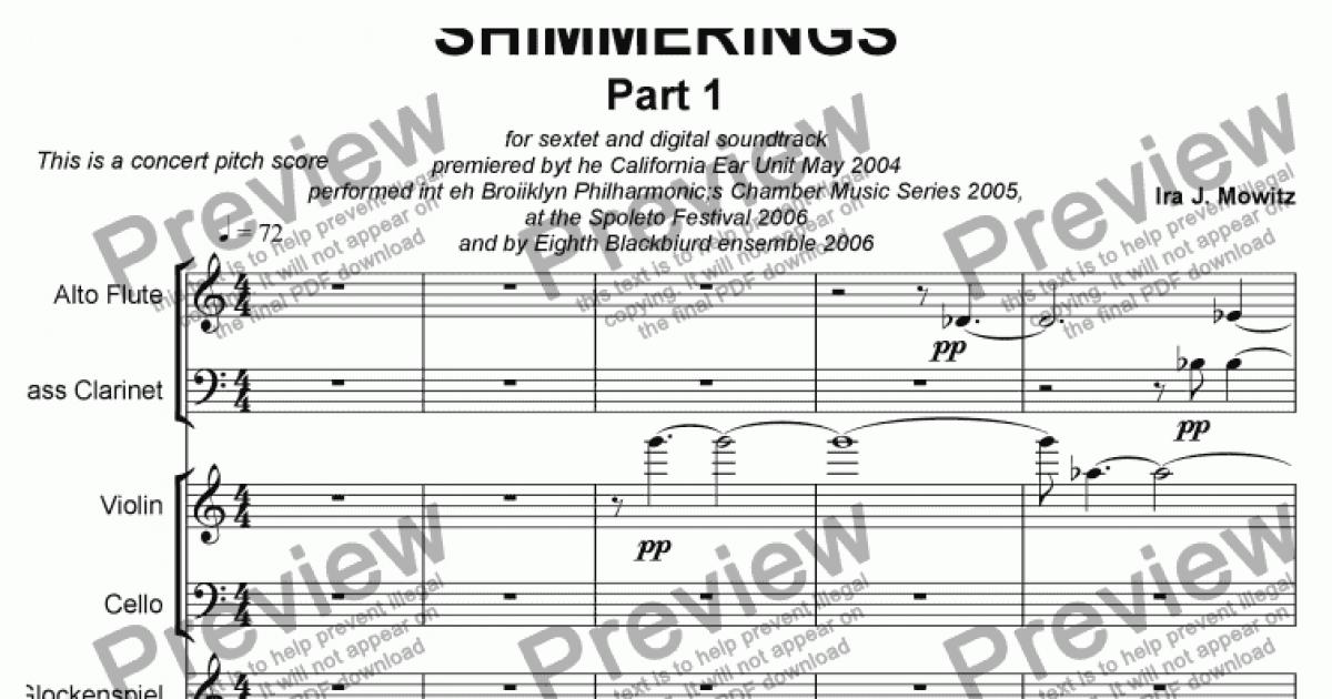 Shimmerings For Pierrot Ensemble And Digital Soundtrack Sheet Music 9563