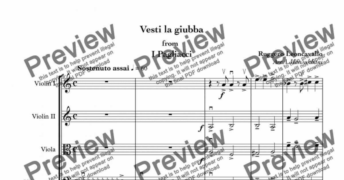 vesti la giubba sheet music in d minor