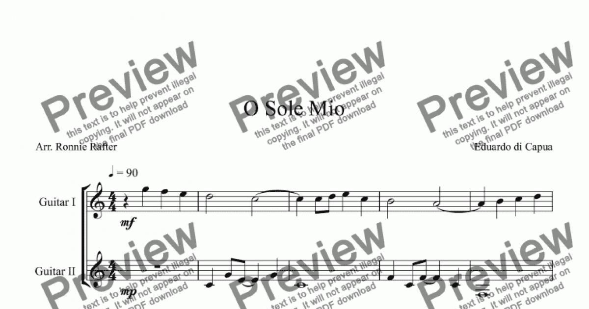 Guitar Lesson O Sole Mio Easy Guitar Melody Tutorial  Tab