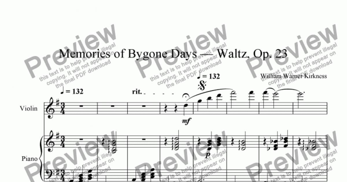 Memories of Bygone Days — Waltz, Op. 23 - Download Sheet Music PDF