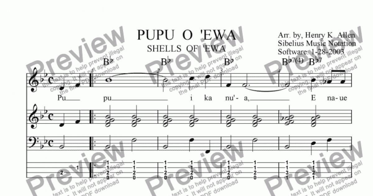 Pearly Shells Pupu O Ewa Download Sheet Music Pdf File