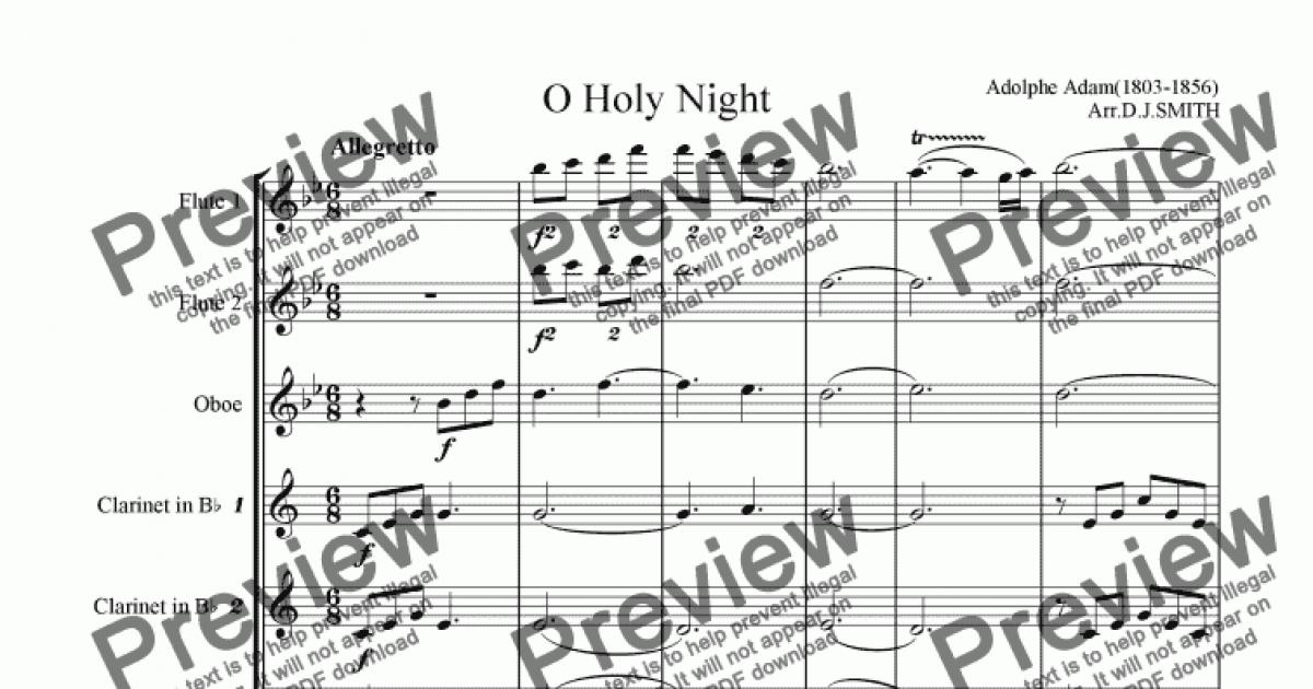 o holy night brass quintet sheet music