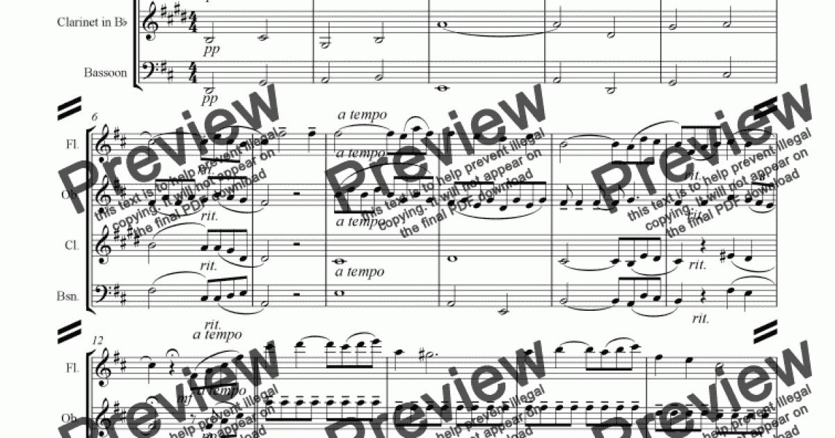 Ravel - Pavane For A Dead Princess (woodwind Quartet) - Sheet Music