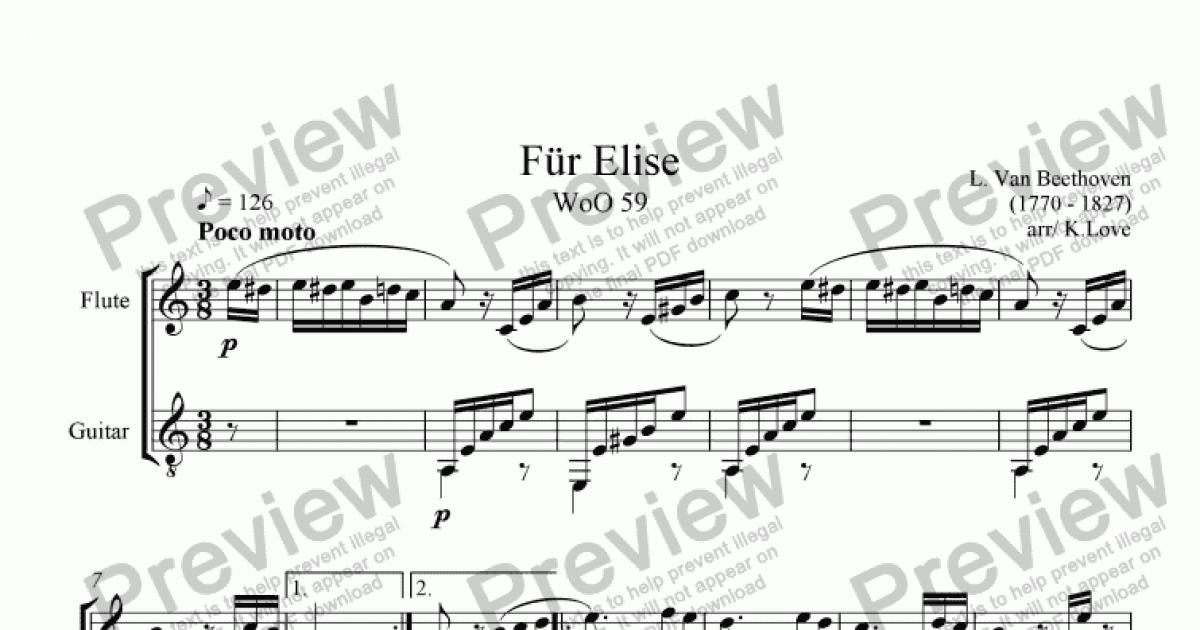 Fur Elise Flute And Guitar Download Sheet Music Pdf File 