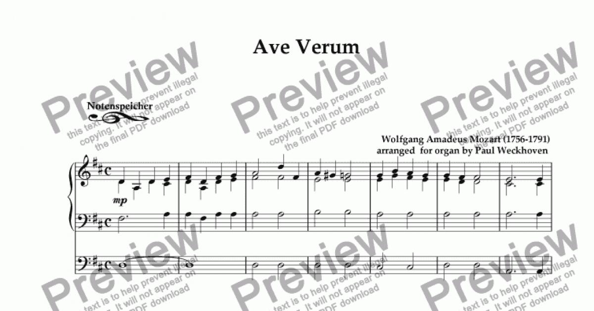 Ave Verum (for organ by W.A. Mozart) - Download Sheet ...